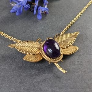 🦋LAST 1🦋 NWT Trollbinde Amethyst Dreamtime Dragonfly Necklace